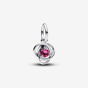 Pandora October Pink Eternity Circle Dangle Charm Argento | 37RVBFTQE