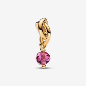 Pandora October Pink Eternity Circle Dangle Charm Oro | 40HFNWZTC