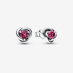 Pandora October Pink Eternity Circle Stud Earrings Argento | 90OPMCJVS