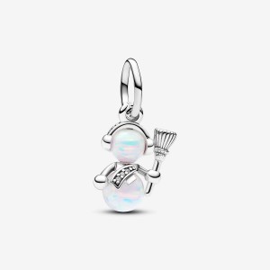 Pandora Opalescent Snowman Dangle Charm Argento | 34CBFYPMA