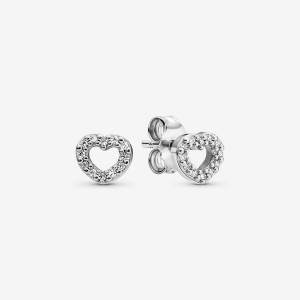 Pandora Open Heart Stud Earrings Argento | 12SKRGBTN