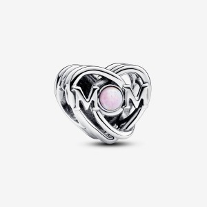 Pandora Openwork Mom & Heart Charm Argento | 53EWXFYCN