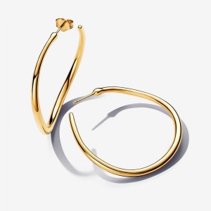 Pandora Organically Shaped 42 mm Open Hoop Earrings Oro | 48GVAIUBE