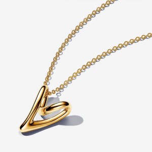 Pandora Organically Shaped Heart Pendant Necklace Oro | 59PWMSKFT