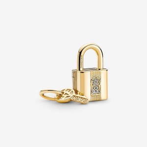 Pandora Padlock & Key Dangle Charm Oro | 23ESIRNZW