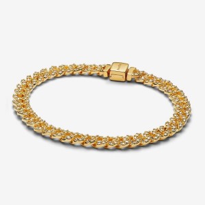 Pandora Pave Cuban Chain Bracelet Oro | 29HYBRESM
