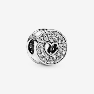 Pandora Pave and Heart Anniversary Charm Argento | 93EYRPIZU