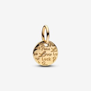 Pandora Peace, Love & Luck Dangle Charm Oro | 79JTKXUNR