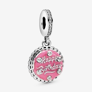 Pandora Pink Birthday Cake Dangle Charm Argento | 70TJXEGOI