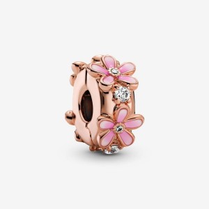 Pandora Pink Daisy Spacer Clip Charm Rosa Oro | 35WUTDIJE