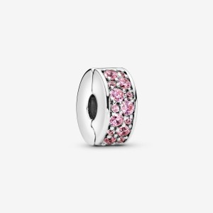 Pandora Pink Pave Clip Charm Argento | 39DVWCYZL