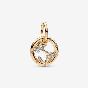 Pandora Pisces Zodiac Dangle Charm Oro | 72XVLUSRK