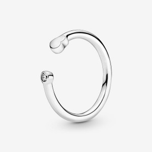 Pandora Polished Heart Open Ring Argento | 46LEXYZHG