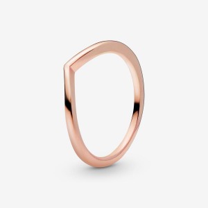Pandora Polished Wishbone Ring Rosa Oro | 19JXGIFTR