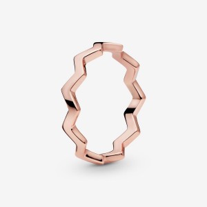 Pandora Polished Zigzag Ring Rosa Oro | 69MHQAUSV