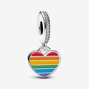Pandora Pride Rainbow Heart Dangle Charm Argento | 60XLWAMSI