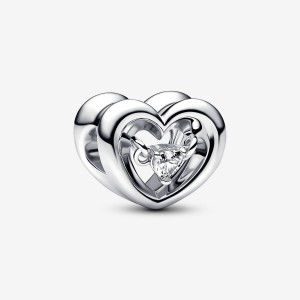 Pandora Radiant Heart & Floating Stone Charm Argento | 50VFSQBTI