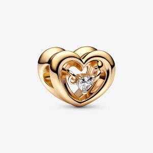 Pandora Radiant Heart & Floating Stone Charm Oro | 91TSBFXKI