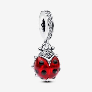 Pandora Red Ladybird Dangle Charm Argento | 80YAJRFKI