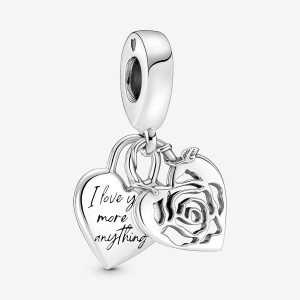 Pandora Rose Heart Padlock Dangle Charm Argento | 57VNBCOQJ