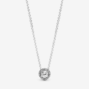 Pandora Round Sparkle Halo Necklace Argento | 29ZXONDKB