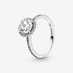 Pandora Round Sparkle Halo Ring Argento | 70MWIONXG