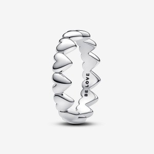 Pandora Row of Hearts Ring Argento | 93FHZDERP