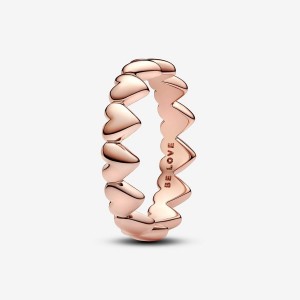 Pandora Row of Hearts Ring Rosa Oro | 39MCSEKUD
