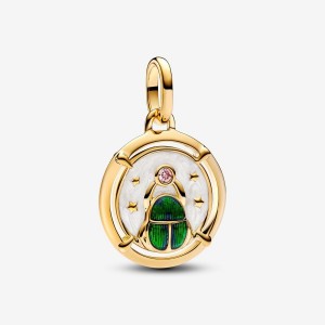 Pandora Scarab Beetle Medallion Charm Oro | 65VKFMOIZ