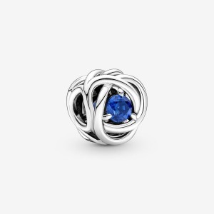 Pandora September Blue Eternity Circle Charm Argento | 07XVSWIOE