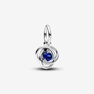 Pandora September Blue Eternity Circle Dangle Charm Argento | 35OGYNFTQ