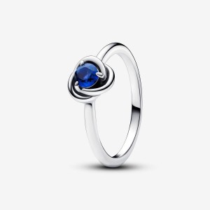 Pandora September Princess Blue Eternity Circle Ring Argento | 61SDIATYZ