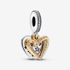Pandora Shooting Star Hearts Double Dangle Charm Colorate | 98TLYUFCA