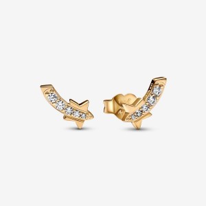 Pandora Shooting Star Pave Stud Earrings Oro | 84XDQIVKZ