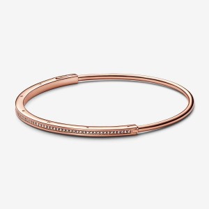 Pandora Signature I-D Pave Bangle Rosa Oro | 27LHSXKRM