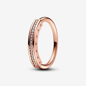 Pandora Signature I-D Pave Ring Rosa Oro | 31VOTXWHU