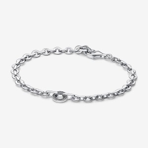 Pandora Signature Pave Bold Chain Bracelet Argento | 23DGUXAIH