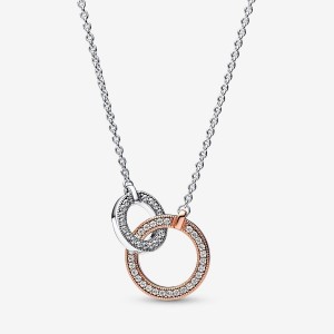 Pandora Signature Two tone Intertwined Circles Necklace Colorate | 59HWVJYBN