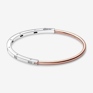 Pandora Signature Two-tone I-D Pave Bangle Colorate | 50WFTQAHC