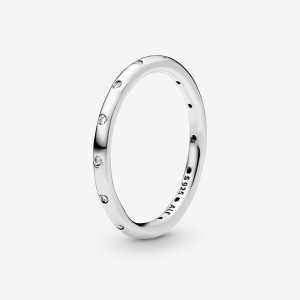 Pandora Simple Sparkling Band Ring Argento | 89OVLMQNS