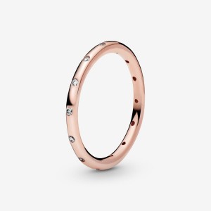 Pandora Simple Sparkling Band Ring Rosa Oro | 69UDHGAFX