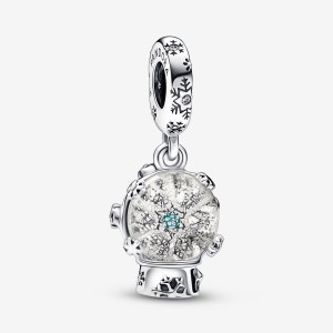 Pandora Snowflake Snow Globe Dangle Charm Argento | 12AQTYIPF