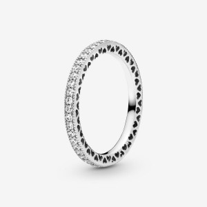 Pandora Sparkle & Hearts Ring Argento | 59CBKANWY