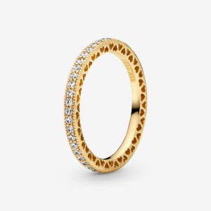 Pandora Sparkle & Hearts Ring Oro | 83DMKGNYV