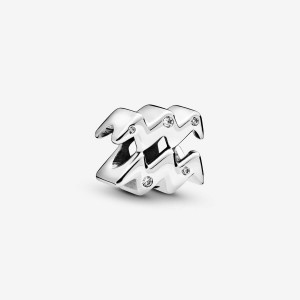 Pandora Sparkling Aquarius Zodiac Charm Argento | 79DQKPORN