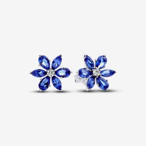 Pandora Sparkling Blue Herbarium Cluster Stud Earrings Argento | 28VQRGXTA