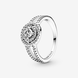 Pandora Sparkling Double Halo Ring Argento | 06OFSGUBI