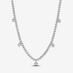 Pandora Sparkling Drop Collier Necklace Argento | 50TBKOUDS