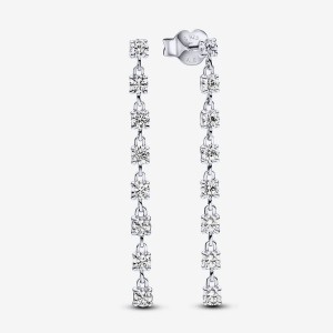 Pandora Sparkling Eight Stones Drop Earrings Argento | 14PRFYQOI