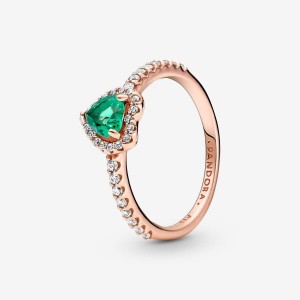 Pandora Sparkling Elevated Heart Ring Rosa Oro | 47PGLWFIQ